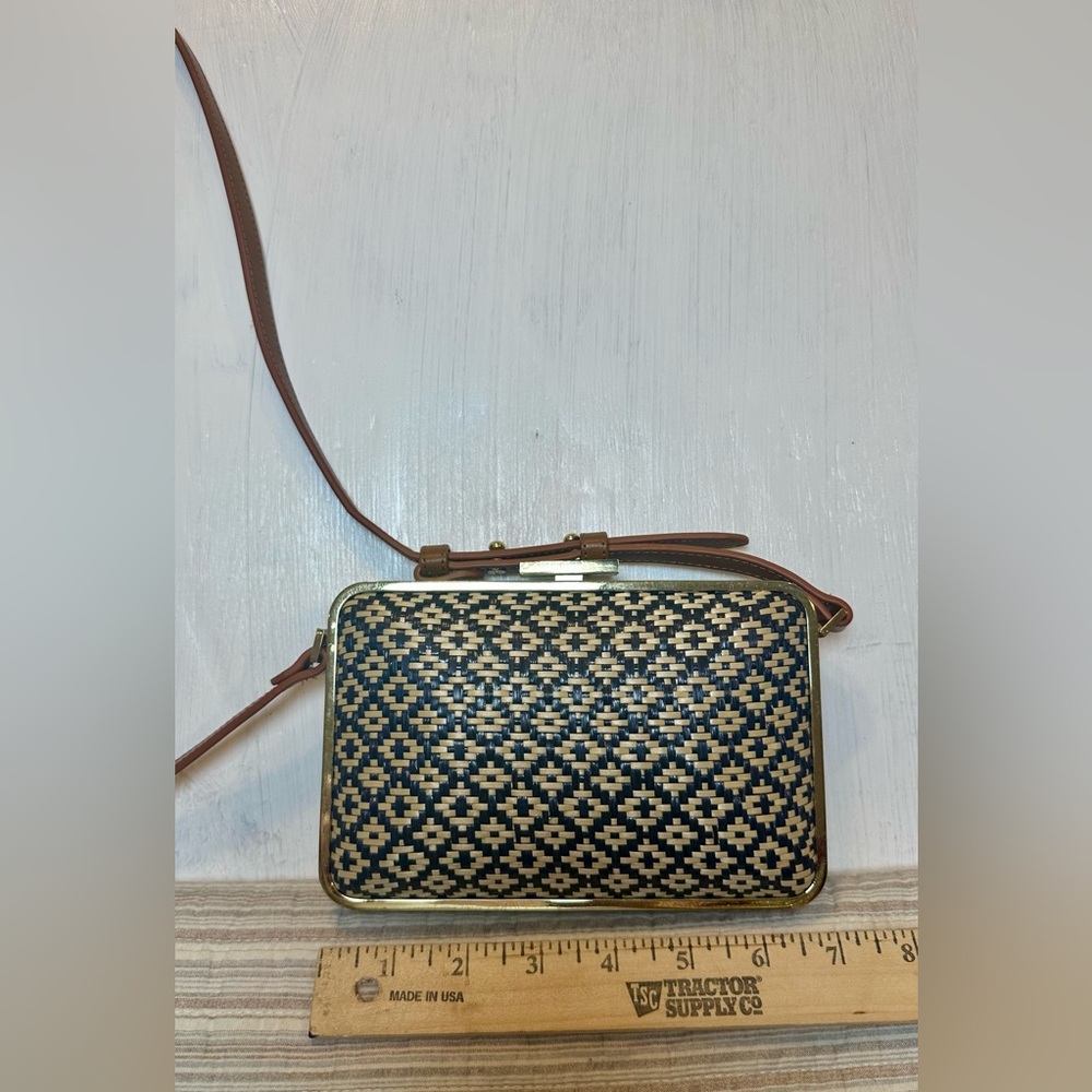 Vince Camuto Black and Cream Woven Crossbody Bag
